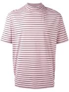 Lanvin - High Neck Striped T-shirt - Men - Cotton - L, Pink/purple, Cotton