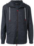 Kiton Checked Zip-up Hoodie - Grey