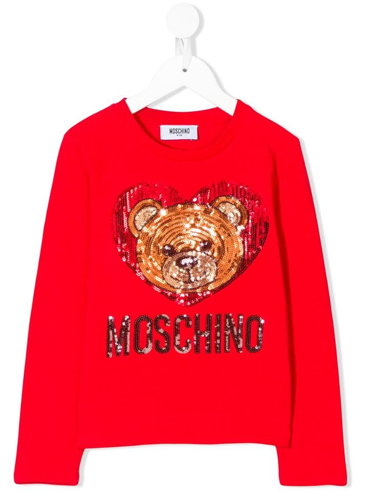 Moschino Kids Teen Sequin Embroidery T-shirt - Red
