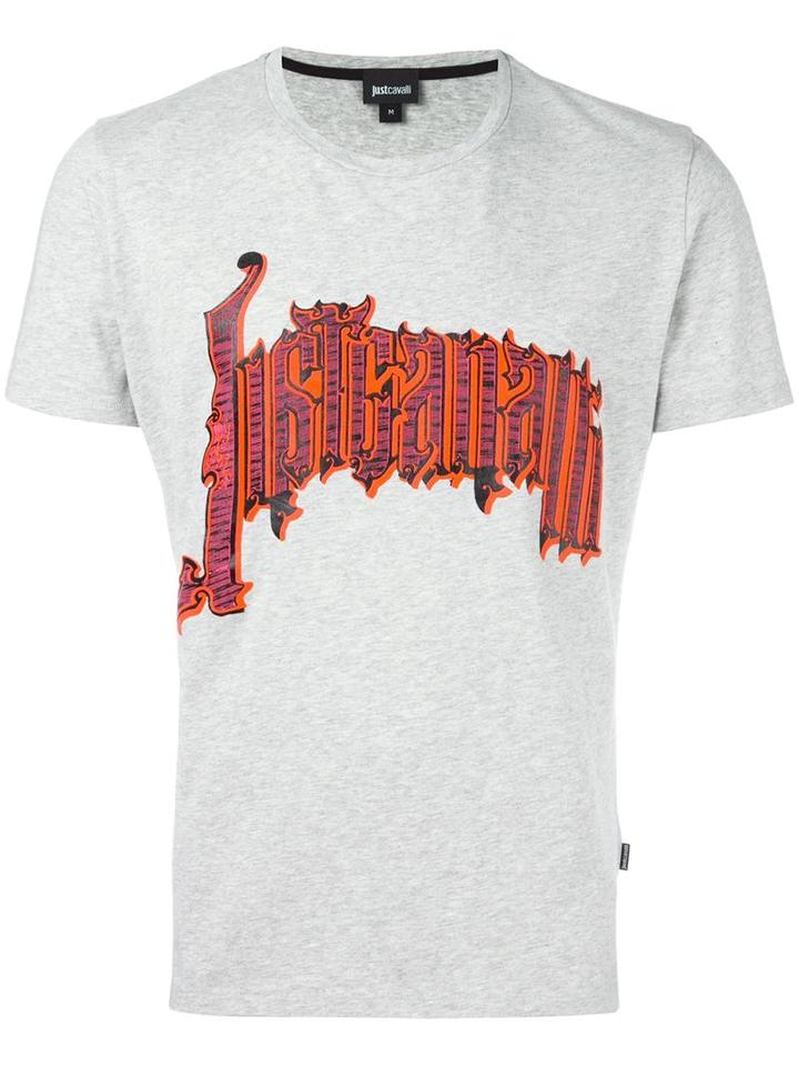 Just Cavalli Logo Print T-shirt, Men's, Size: Xxl, Grey, Cotton