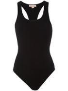 Michael Kors Racerback Bodysuit, Women's, Size: Small, Black, Polyester/viscose