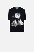 Ami Alexandre Mattiussi Wolf Print T-shirt, Men's, Size: Large, Black, Cotton