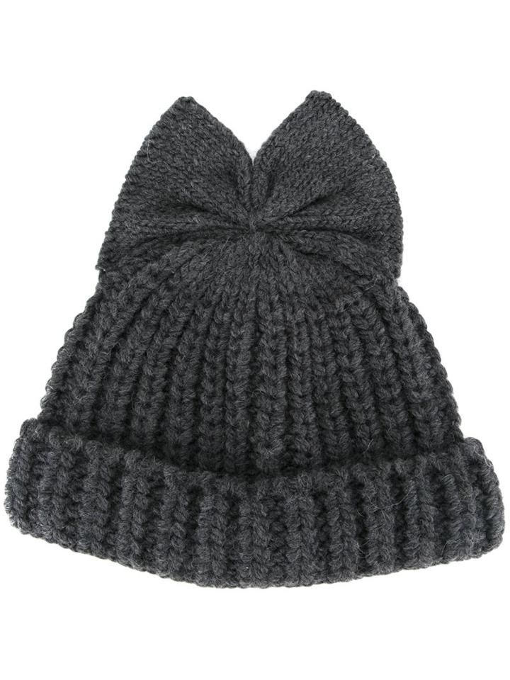 Federica Moretti Ribbed Cat Ear Beanie Hat