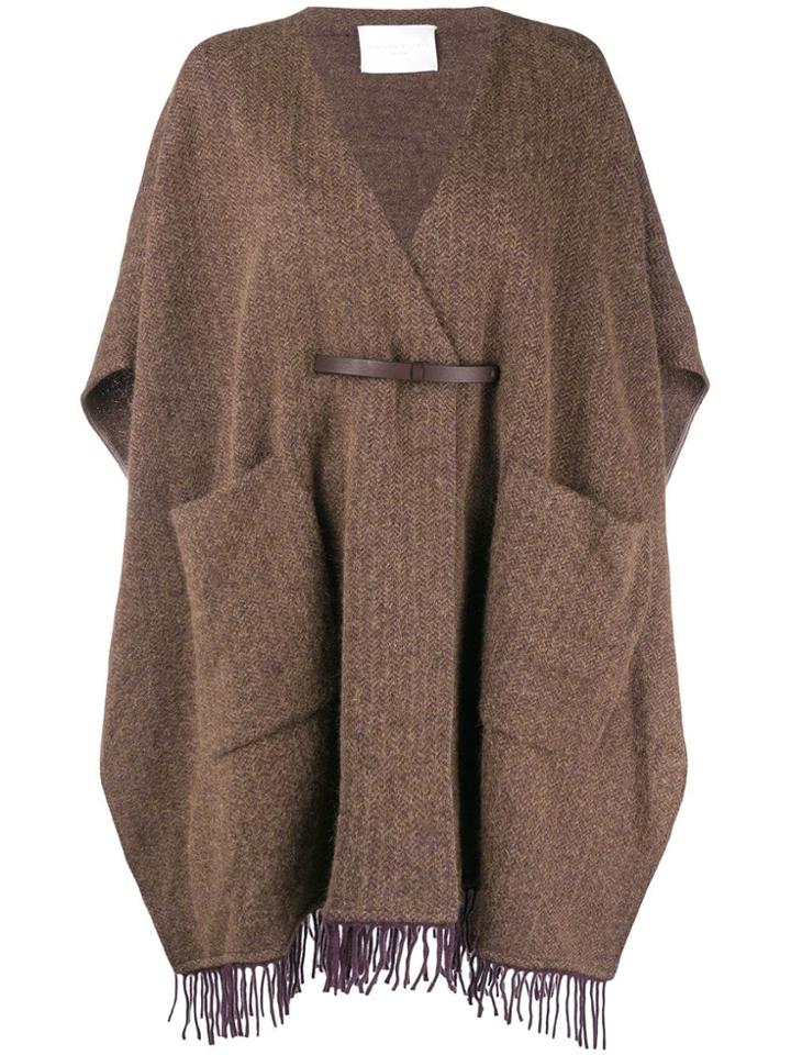 Fabiana Filippi Fringed Cape - Brown