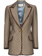Gucci Gg Pattern Floral Trim Blazer Jacket - Neutrals