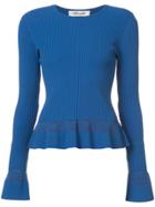 Diane Von Furstenberg Ribbed Peplum Top - Blue