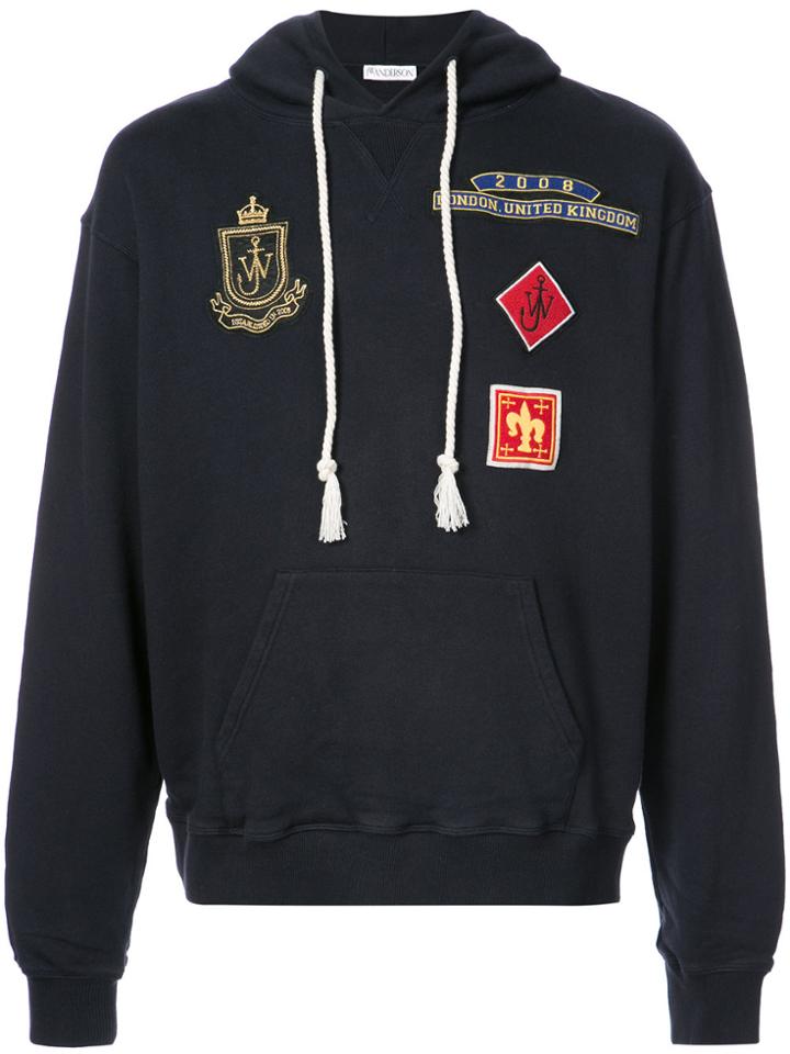 Jw Anderson Patch Detail Hooded Sweatshirt - Black