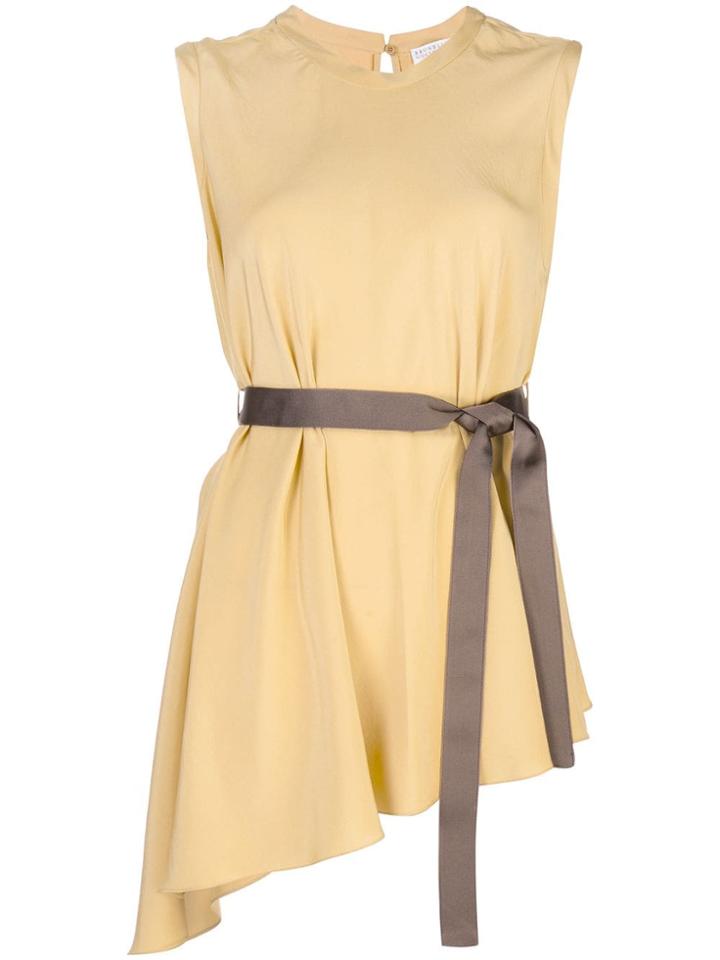 Brunello Cucinelli Crepe De Chine Asymmetric Top - Yellow
