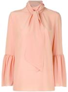 Fendi - Pussy Bow Flared Sleeve Blouse - Women - Silk - 40, Pink/purple, Silk