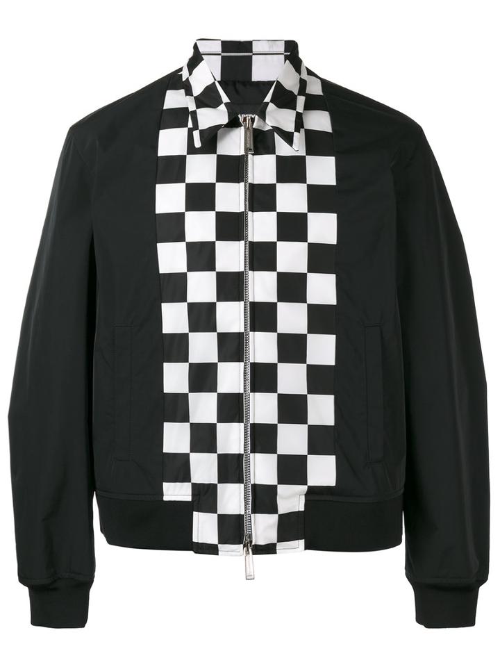 Dsquared2 - Checkerboard Panel Bomber Jacket - Men - Polyamide/polyester - 52, Black, Polyamide/polyester