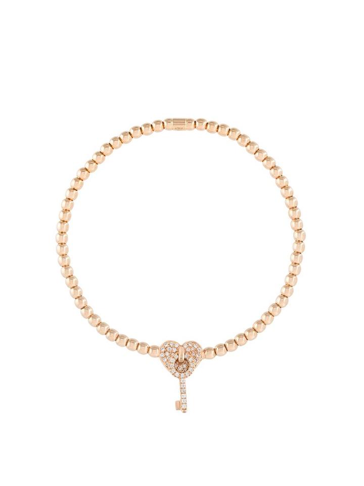 Monan Diamond Heart Key Beaded Bracelet, Women's, Metallic