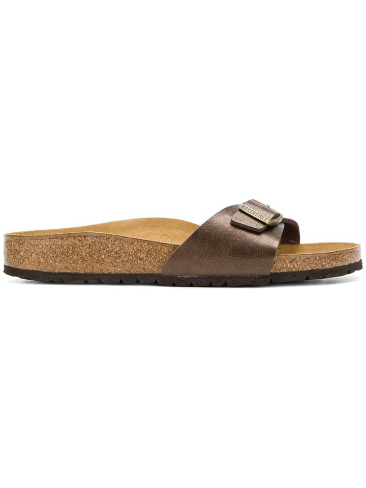 Birkenstock Slip-on Buckle Slides - Brown