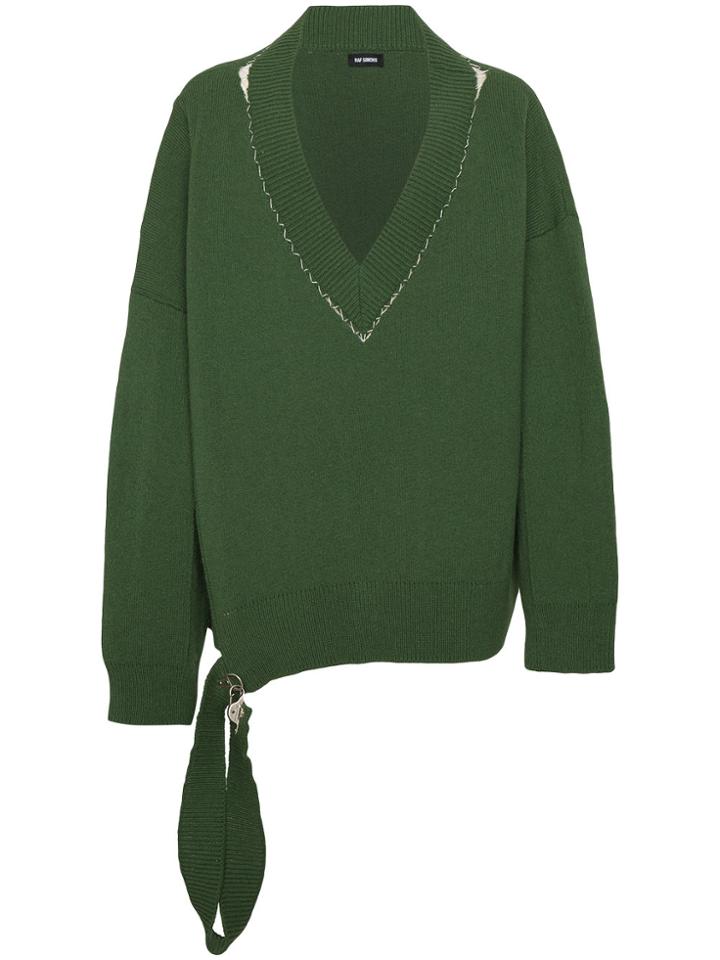 Raf Simons V-neck Oversized Jumper - Green