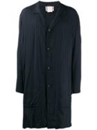 Comme Des Garçons Pre-owned 1990's Pinstriped Oversized Coat - Blue