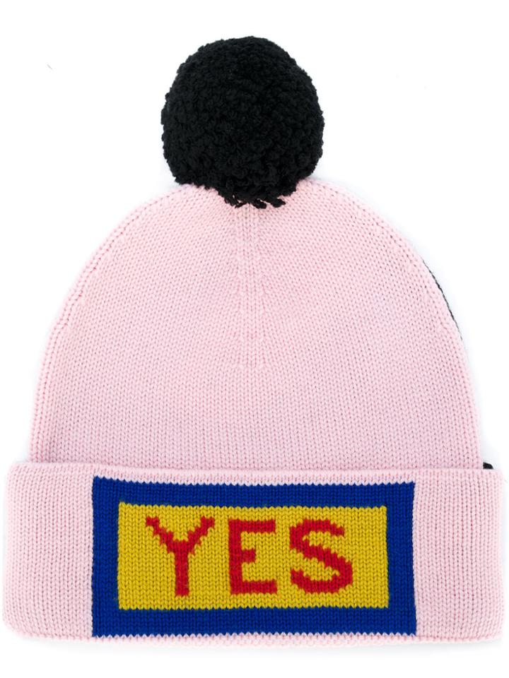 Fendi Yes Embroidered Beanie - Black