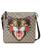 Gucci Angry Cat Print Gg Supreme Flat Messenger - Nude & Neutrals