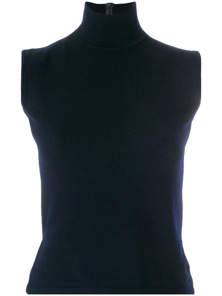 Christian Dior Vintage Turtleneck Knitted Top - Blue