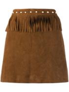 Simonetta Ravizza Fringed Mini Skirt - Brown