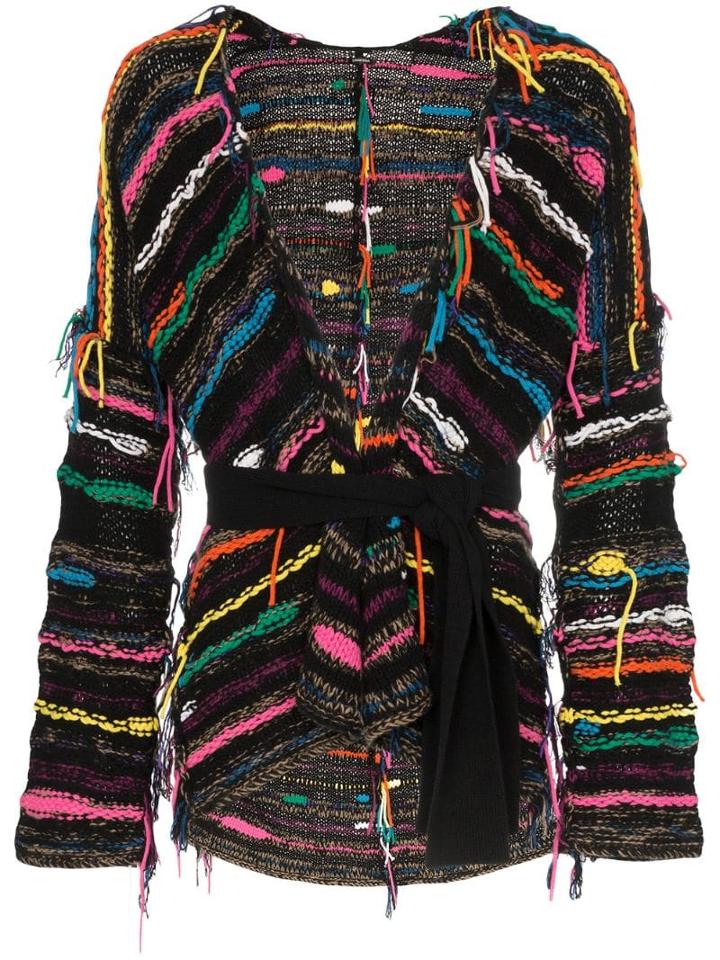 Canessa Frayed Knit Cardigan - Brown
