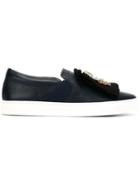 Lanvin Pull-on Embellished Slip-on Sneakers, Women's, Size: 38, Blue, Leather/rubber