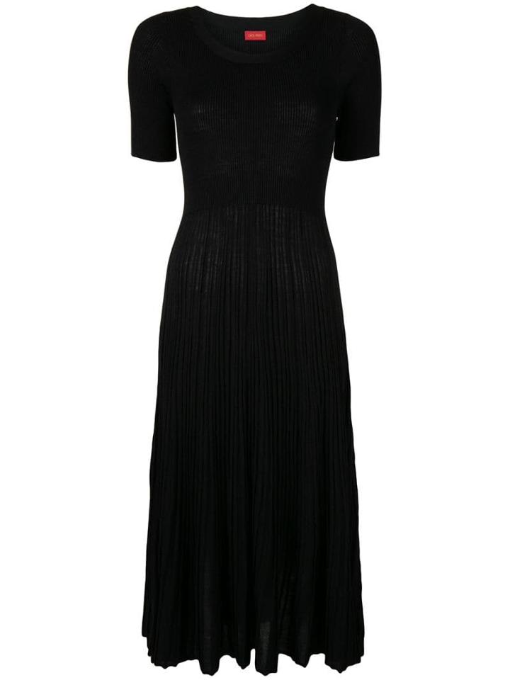 Des Prés Pleated Midi Dress - Black