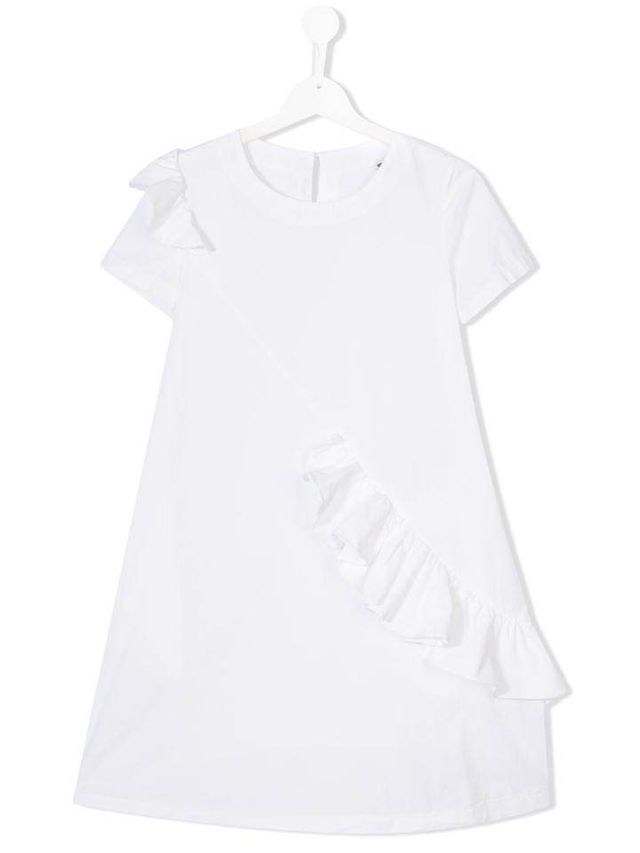 European Culture Kids Asymmetric Ruffled Dress - White