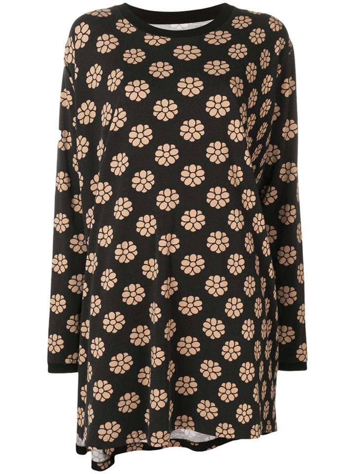 Mm6 Maison Margiela Floral Print Asymmetric Dress - Black