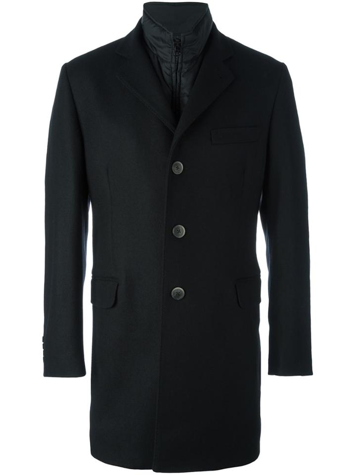 Fay Layered Padded Coat - Black