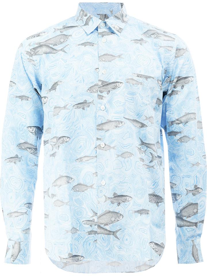 Comme Des Garçons Homme Plus - Fish Print Shirt - Men - Cotton - L, Blue, Cotton