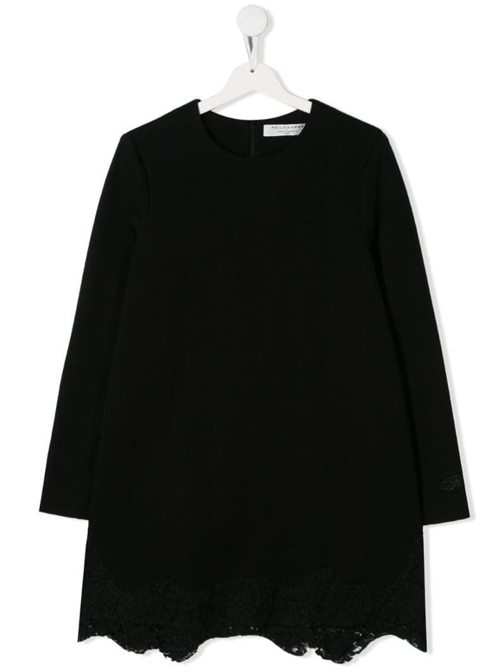 Philosophy Di Lorenzo Serafini Kids Teen Lace Trim Dress - Black