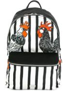 Dolce & Gabbana Volcano Rooster Print Backpack - Black