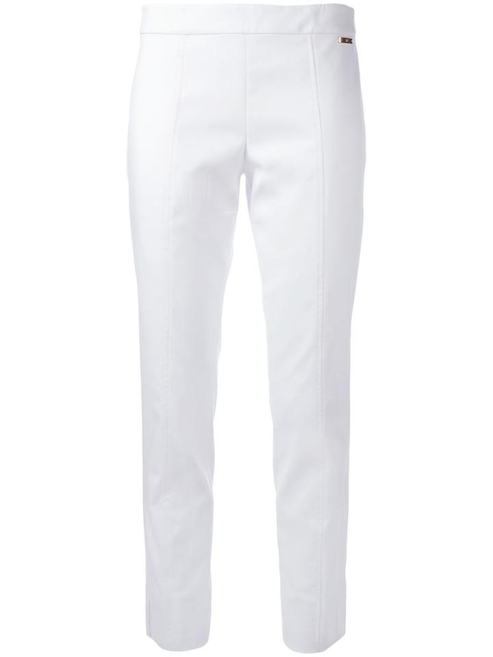 Tory Burch Slim-fit Cropped Tailored Trousers, Women's, Size: 8, White, Cotton/polyester/spandex/elastane