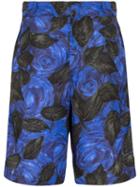 Prada Floral-print Knee-length Shorts - Blue