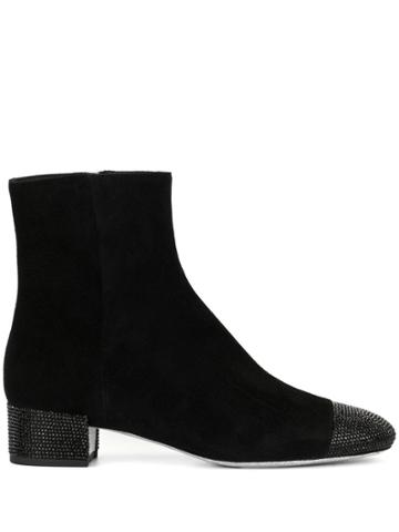 René Caovilla Strass Toe Ankle Boots - Black