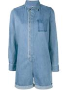 Stella Mccartney Long Sleeve Denim Playsuit, Women's, Size: 36, Blue, Cotton/spandex/elastane