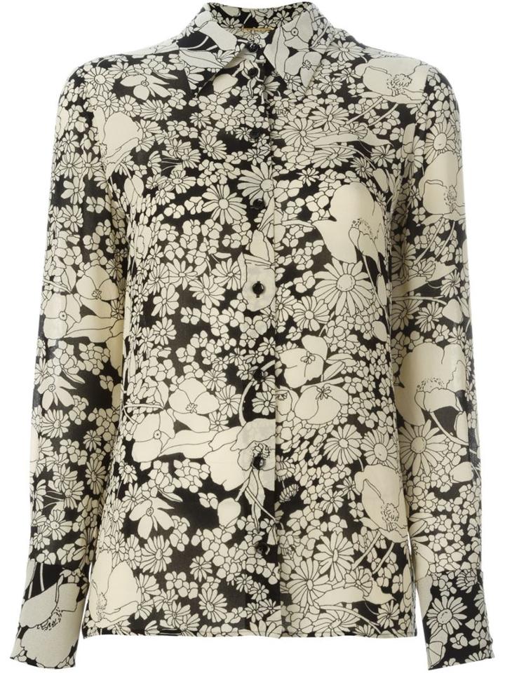 Saint Laurent Floral Print Shirt, Women's, Size: 40, Nude/neutrals, Viscose