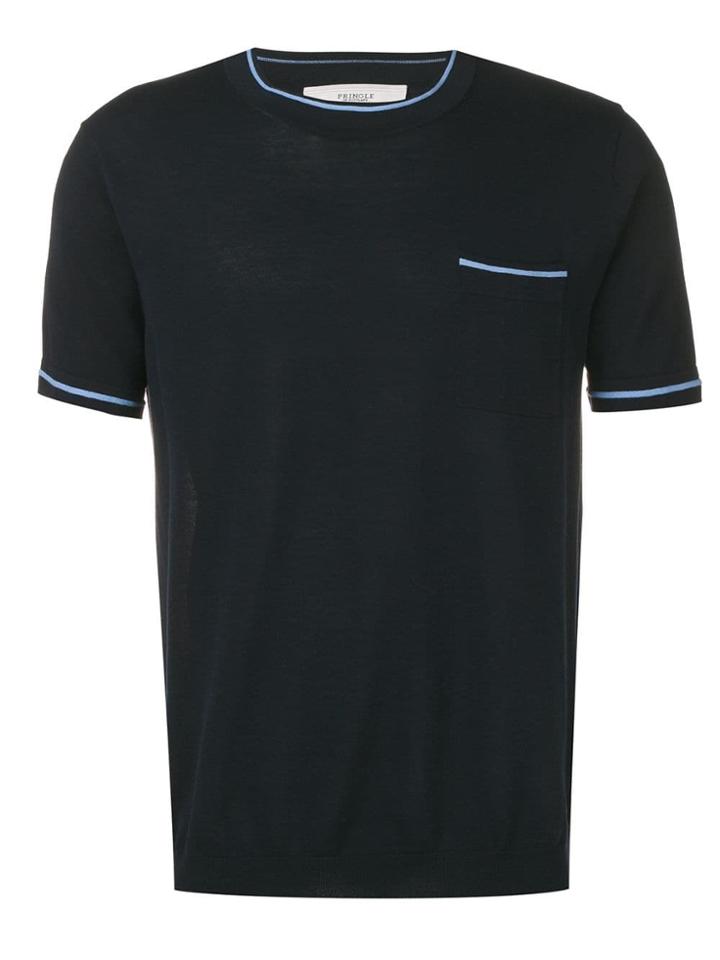 Pringle Of Scotland Contrast Trim Short Sleeved Jumper - Blue