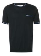 Pringle Of Scotland Contrast Trim Short Sleeved Jumper - Blue