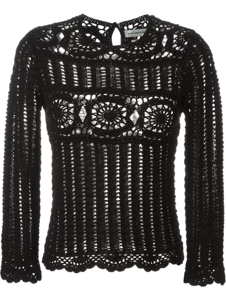 Isabel Marant Étoile - 'heloise' Crochet Top - Women - Cotton/linen/flax - 36, Black, Cotton/linen/flax