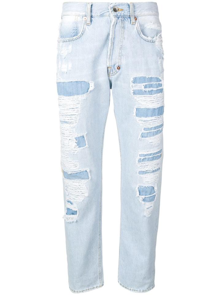 Haikure Distressed Straight-leg Jeans - Blue
