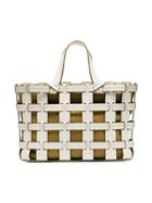 Trademark White And Mustard Frances Cutout Leather Tote Bag