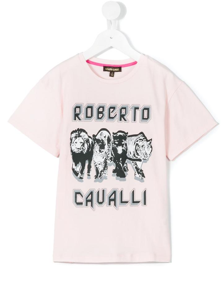 Roberto Cavalli Kids - Animal Print T-shirt - Kids - Cotton/spandex/elastane - 10 Yrs, Girl's, Pink/purple