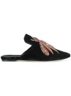 Sanayi 313 Embroidered Bee Slippers - Black