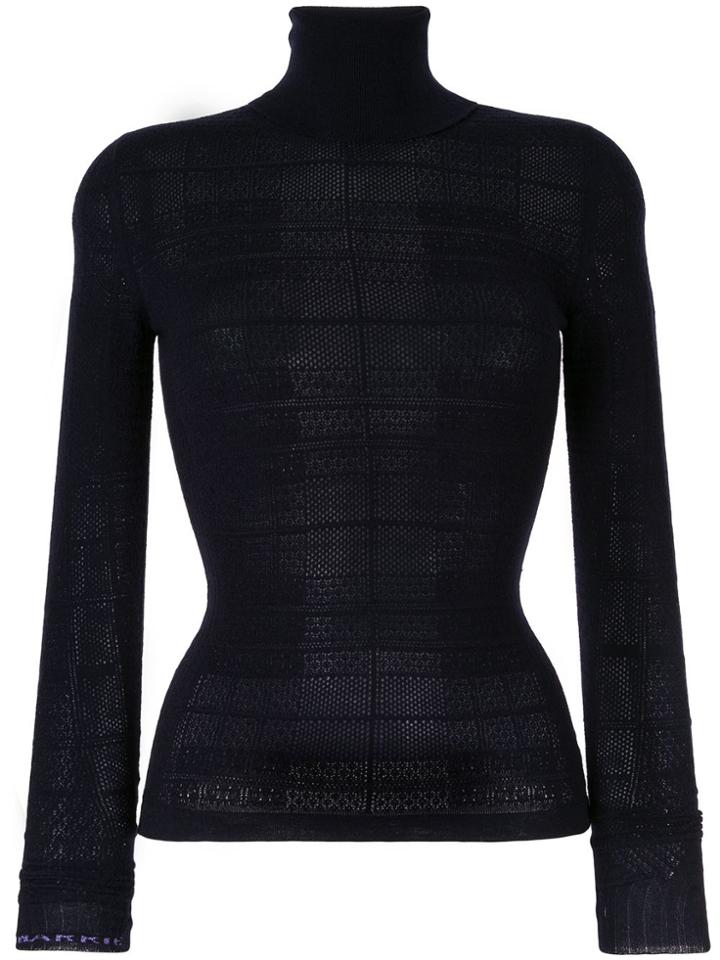Barrie Knitted Roll Neck Top - Blue
