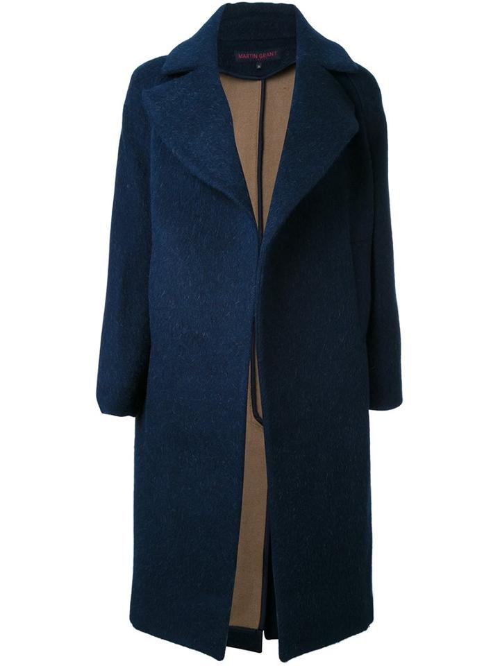 Martin Grant Single Breasted Coat, Women's, Size: 34, Blue, Angora/alpaca