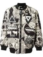 Ktz Printed Bomber Jacket, Men's, Size: Small, Black, Cotton