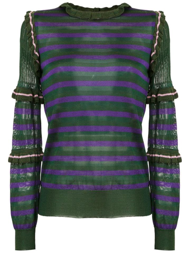Andrea Bogosian Striped Knit Blouse - Green