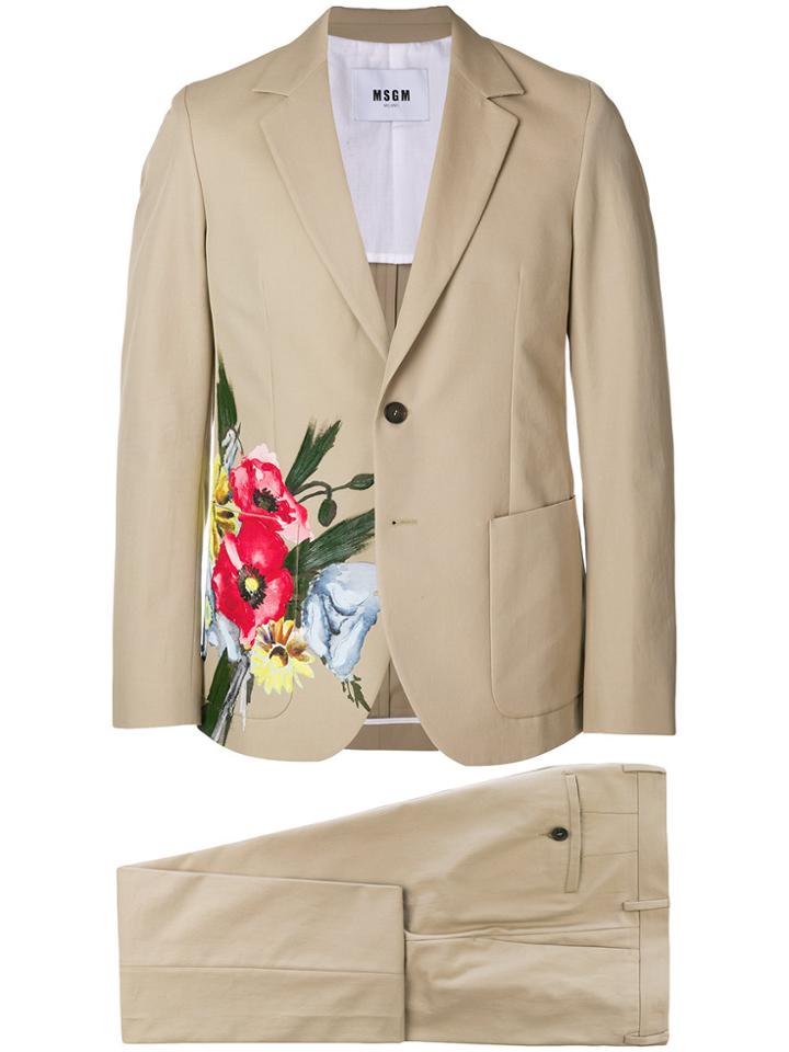 Msgm Floral Design Suit - Nude & Neutrals