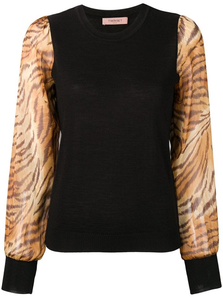Twin-set Tiger Sleeve Jumper - Black
