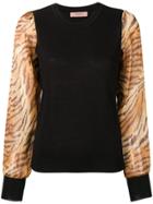 Twin-set Tiger Sleeve Jumper - Black